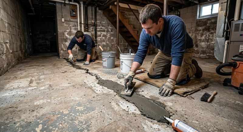 Cracked Basement Floor Repair in Garner, NC